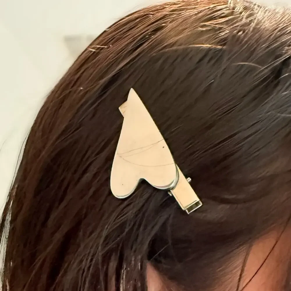 Asymmetrical Heart Metal Hair Clip – Silver Gold Tone
